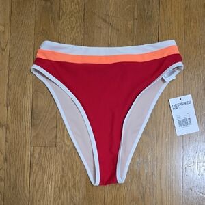 CUPSHE BRAND WOMEN'S RED AND WHITE SWIM BOTTOMS SIZE SMALL